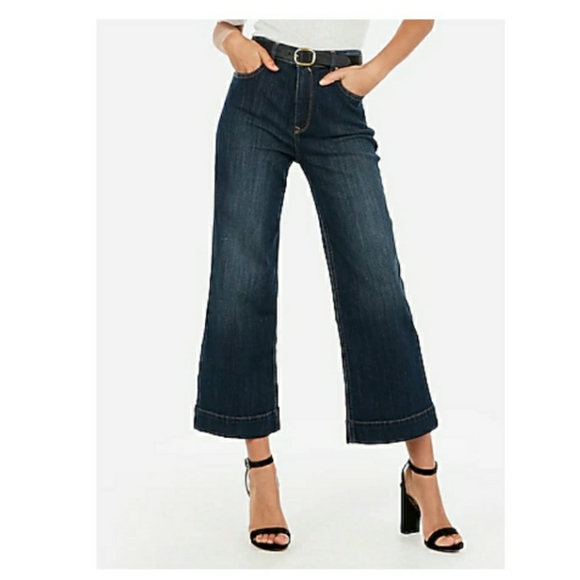Express Denim - NWOT Express Dark Wash High Rise Wide Leg Crop
